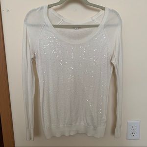 Old Navy Sparkle White Long Sleeved Shirt